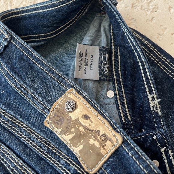 Silver  y2k Womens Shorts Size 4 27 Denim Blue Jean Cut Off Cuffed Western Flap - Picture 6 of 7